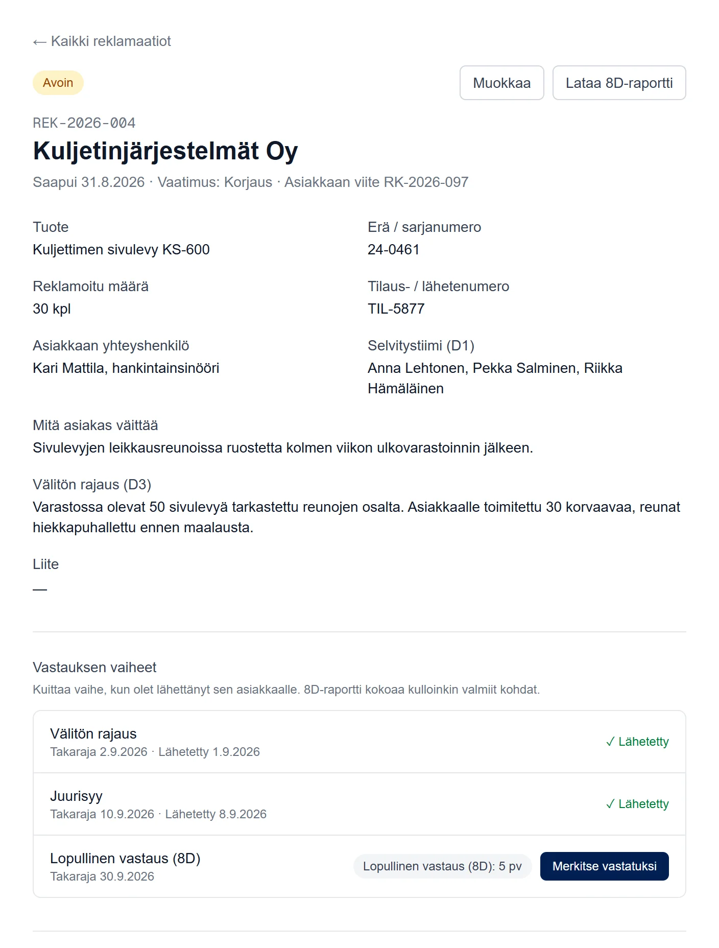 Asiakasreklamaatio ja sen kolme vastausvaihetta takarajoineen
